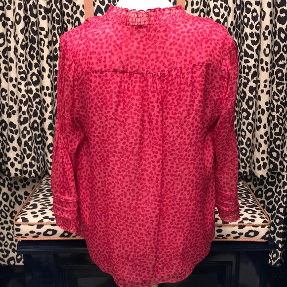 DVF Silk Fuschia Rose Petal Print Blouse - Picture 3 of 8